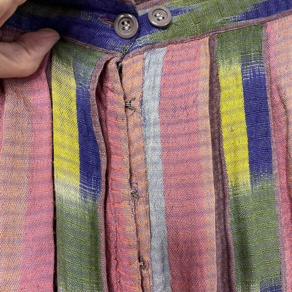 Vintage Sarah Arizona Sz M Rayon Boho Maxi Skirt Southwest Ikat Stripe Pleated - Picture 16 of 16